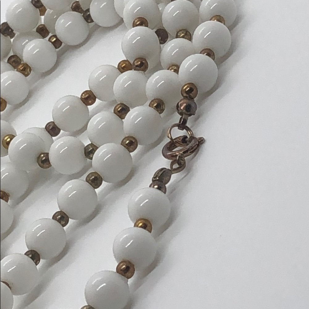 Long Gold and White Necklace - Picture 2 of 4